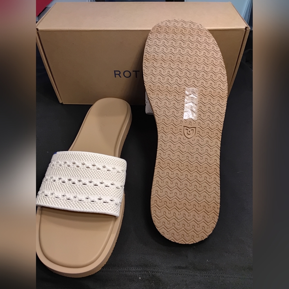 The Slide Sandal in Sandy Crochet Rothy's - Picture 4 of 5